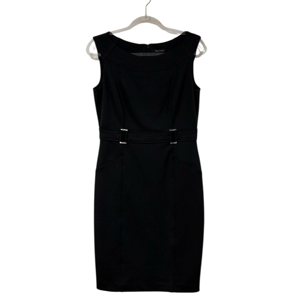 White House Black Market Sleeveless Sheath Black Dress